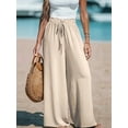 thumbnail image 4 of Women Wide Leg Pants High Waisted Trousers Linen Lounge Beach Cover Ups Flowy Pants XL, 4 of 7