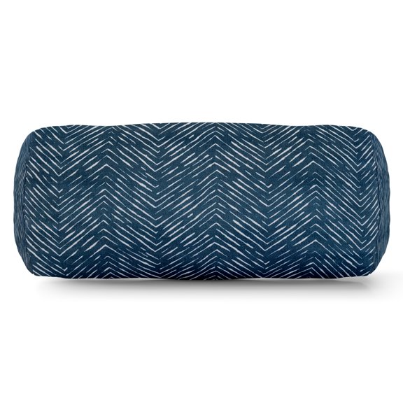 Majestic Home Goods Indoor Outdoor Navy SouthWest Round Bolster Decorative Throw Pillow 18.5 in L x 8 in W x 8 in H