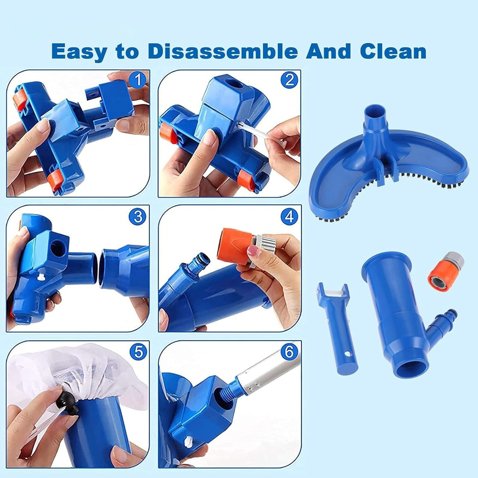 Handheld Pool Vacuum Cleaner, Portable Jet Pool Cleaning Tool for Above Ground Pools Inflatable Pools Spas, Efficient Pool Cleaner for Leaves Debris Sand Removal