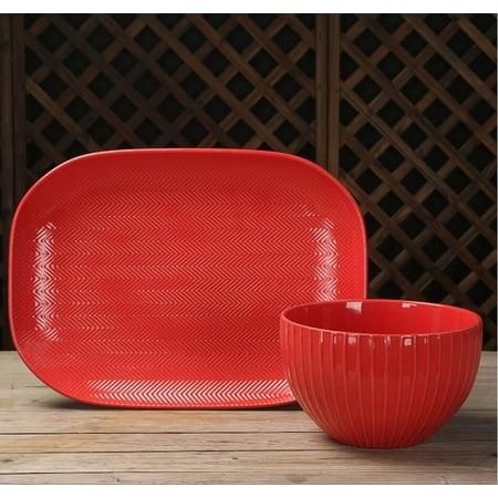 Mainstays Oval Platter and Large Serve Bowl, 2-Piece Serving Set