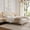 Beige, variant on Queen Bed Frame with Wave Headboard, Solid Wood Legs,Oak