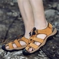 thumbnail image 1 of Nuevas sandalias de cuero para hombres, zapatos de playa de cuero de vaca de primera capa para deportes de ocio al aire libre Wmkox8yii  123q579, 1 of 8