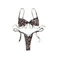 thumbnail image 4 of Multitrust Summer Ladies Split Swimwear Set, Adults Floral/Butterfly/Irregular/Camouflage Printing Sexy Lace Up Backless Bikini Swimsuit, 4 of 5