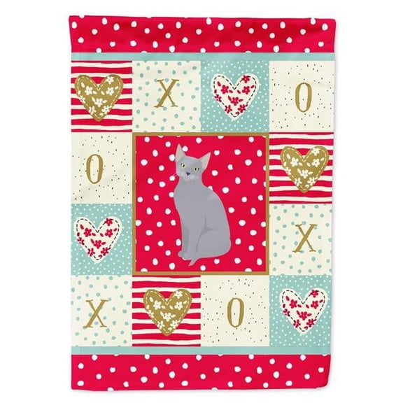 28 x 0.01 x 40 in. Russian Blue Cat Love Canvas House Flag