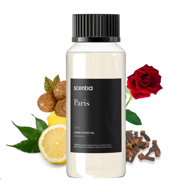 Scentia Hotel Frgarance Oil inspirado en The Hotel Costes - 120 Ml 4.06 Fl Oz - Recarga Difusor Mezcla de aceite Clavo de rosa y notas de sándalo para difusores de aromaterapia - París
