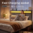 thumbnail image 3 of Bolvdo Queen Bed Frame with LED Headboard & Footboard, Built-in Charging Station, Storage Shelf, Noise-Free, No Box Spring Required, Easy Assembly, Rustic Grey, 3 of 7