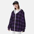 thumbnail image 3 of Fotbe Purple Black Plaid Chaqueta con Protección Solar UPF 50+ para Hombre y Mujer, Camisa con Capucha y Bolsillos-Small, 3 of 7