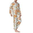 thumbnail image 3 of Kll Retro Floral Butterfly Sleepwear Mens Flannel Pajamas,Long Cotton Pj Set, 3 of 9