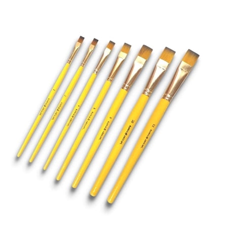 Artist Quality Professional Short Length Hair Flat Paint Brushes Set - 7 Pieces