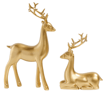 Bxaolu Small Reindeer Sculpture Resin Christmas Reindeer Elk 2pcs Christmas Home Decor Statues for Living Room, Bedroom, Office Desktop, Cabinets, Wedding Decorations
