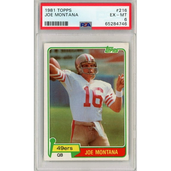 Graded 1981 Topps Joe Montana #216 Rookie RC Football Card PSA 6 EX-MT