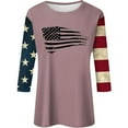 thumbnail image 3 of Drses Womens Tops Dressy Casual Women's 3/4 Sleeved Independent Day Printed Short Sleeved Round Neck Top Womens Summer Tops, 3 of 5