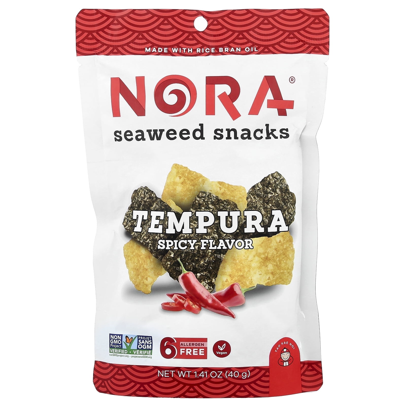 Nora Snacks Seaweed Snacks, Spicy Tempura, 1.6 oz, Made with Rice
