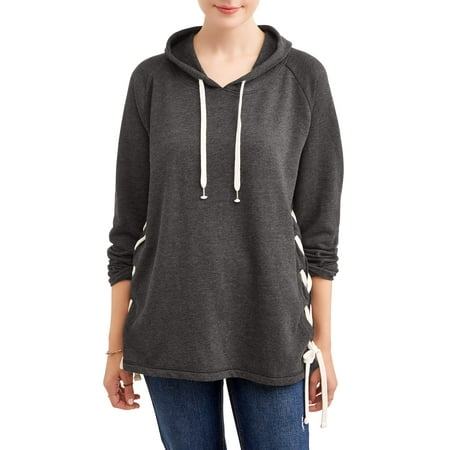 Women's Brushed Lace Up Side Detail Hoodie