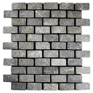 CNK Tile Light Grey Marble Mini Stone Subway Tile Backsplash 12" x 12