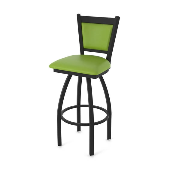 870 Hadleigh 30" Swivel Bar Stool with Black Wrinkle Finish and Canter Kiwi Green Seat and Back