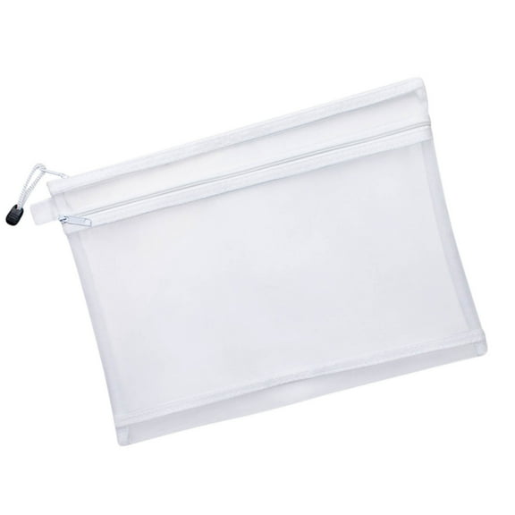 WNFJR Transparent Double-layer Mesh File Bag Zippered Student Test Paper Storage Bag Pencil Case with Metal Zippers Multi-color Nylon Mesh Pen Bag