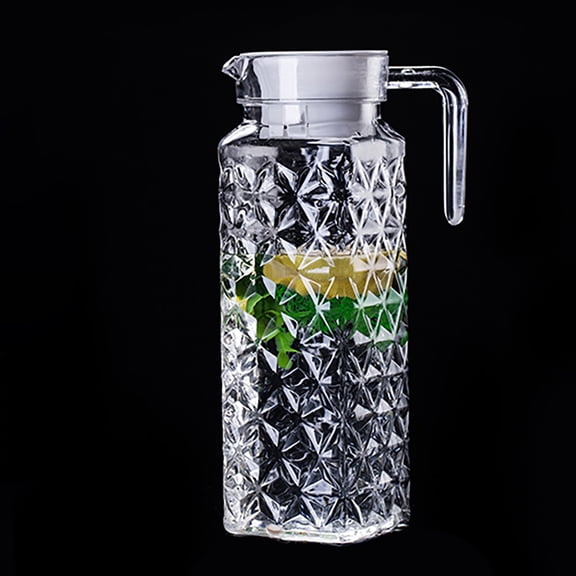 Acrylic Pitcher 37 oz, Sturdy Clear Plastic Pitcher with Lid, BPA-Free, Heat-Resistant Small Plastic Water Pitcher for Tea, Lemonade, Juice, Milk, 1 Pcs, 9.64x3.14"