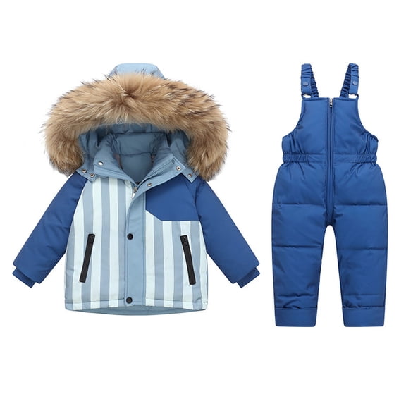 Atogsazn Toddler Baby Girls Windproof Clothes Set Kids Full Zip Jacket & Pants Ski Suit Winter Snowsuit Blue 3-4 Years Fashion