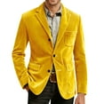 thumbnail image 4 of yuCgh Men's Solid Color Corduroy Casual Suit Jacket with Warm Pockets, Cardigan Style for Men, Soft and Warm for Cool Days,Yellow L, 4 of 5