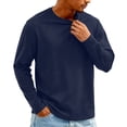 thumbnail image 2 of Dwellite Mens Long Sleeve Shirts Fashion Crew Neck T-Shirts Classic Basic Casual Plain Soft Tee Shirts Navy XL, 2 of 9