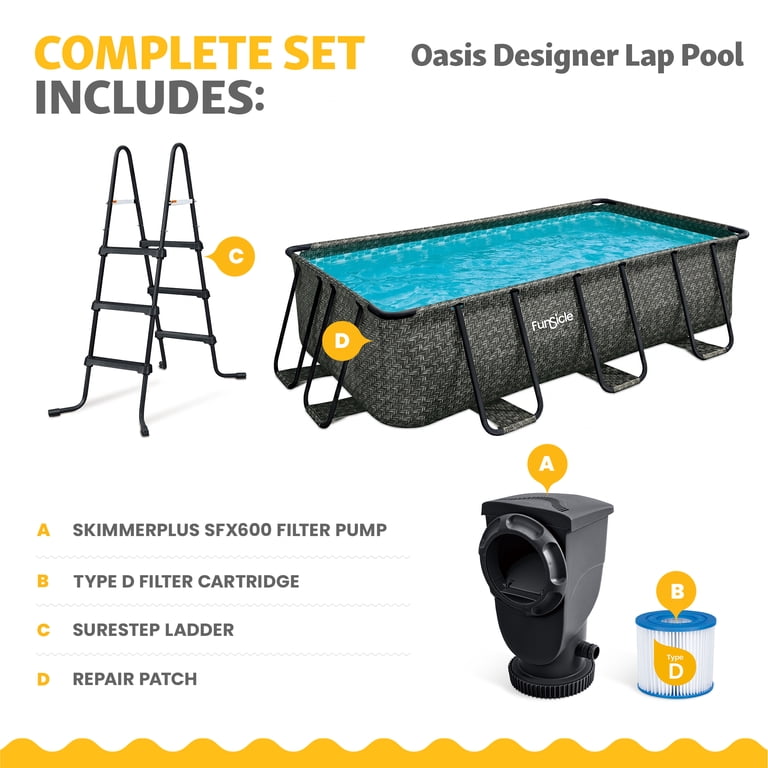 Funsicle 13 Ft Oasis Designer Lap Pool with Pump, Rectangular