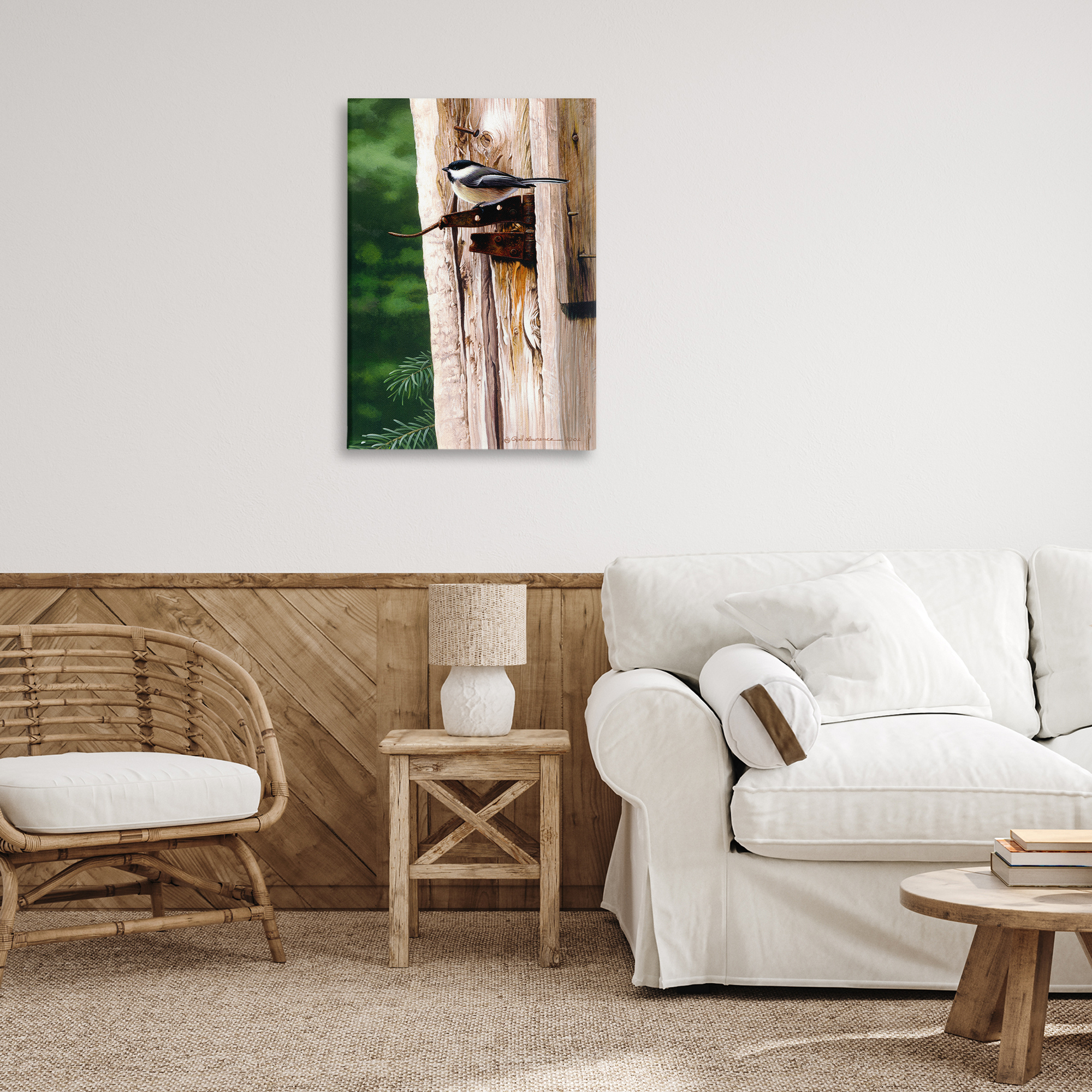 Stupell Industries Bird on Rusty Perch Animals Painting Wrapped Canvas Art Print Wall Art, 20 x 30