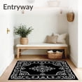 thumbnail image 3 of ODIKA 3'x5' Machine Washable Non-Slip Area Rug, Opulent Baroque Scrollwork with Subtle Pewter Flourishes High Traffic Rug, Black, 550521, 3 of 5