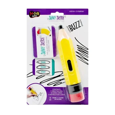 Pop Corn Games 7'' Shaky Sketch Vibrating Pen and 12 Game Cards Ages 6 