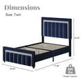 thumbnail image 2 of 4 EVER WINNER Twin Bed Frames, Twin Size Bed Frame with Diamond Velvet Design Headboard and Footboard, Upholstered Bed Frame with Wooden Slats Support, No Box Spring Needed, Easy Assembly, Blue, 2 of 9