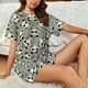 thumbnail image 4 of Fotbe Panda With Crown And Stars Conjunto de Pijama Estampado para Mujer, 2 Piezas, Ropa de Dormir con Camiseta de Manga Corta y Shorts Suaves-Small, 4 of 6