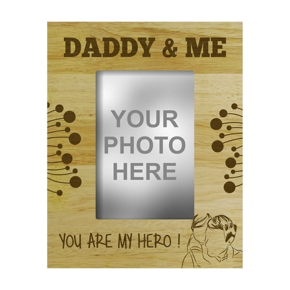 Engraved Wood Personalized Picture Frame, Daddy & Me - Fathers Day Gift - 4 x 6 Inches Horizontal