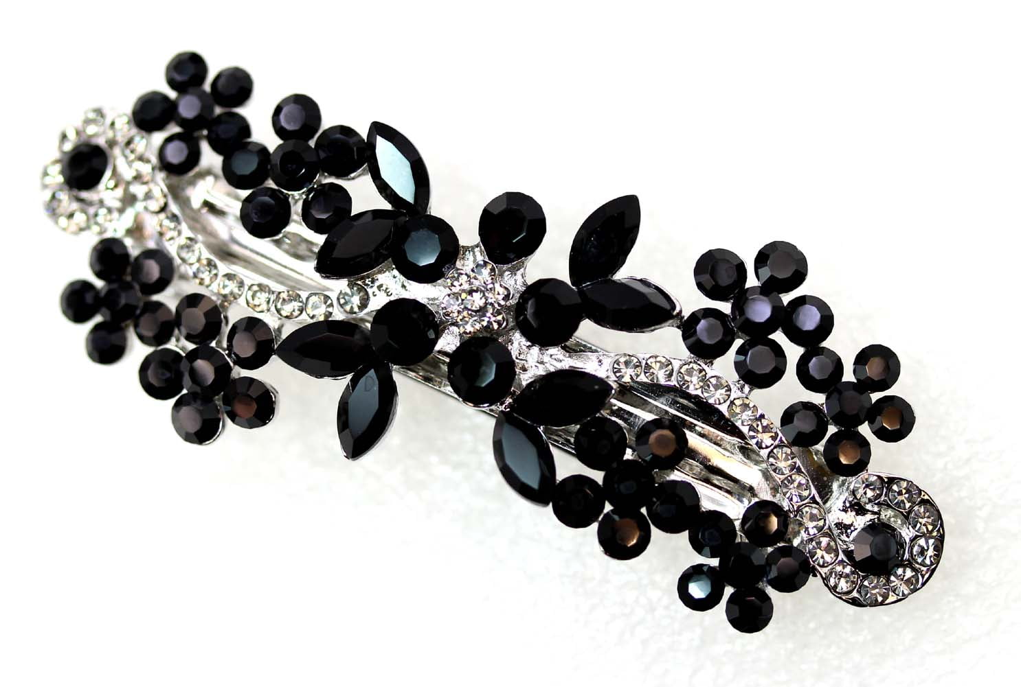 Faship Gorgeous Black Crystal Flower hair Barrette