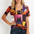 thumbnail image 5 of DORKASM Women's Halloween Costumes Short Sleeve Skeleton Causal Pullover V Neck Funny Print Pumpkin Fall Winter Shirt Ghost Graphic 2026 Comfy Tshirt White L, 5 of 5