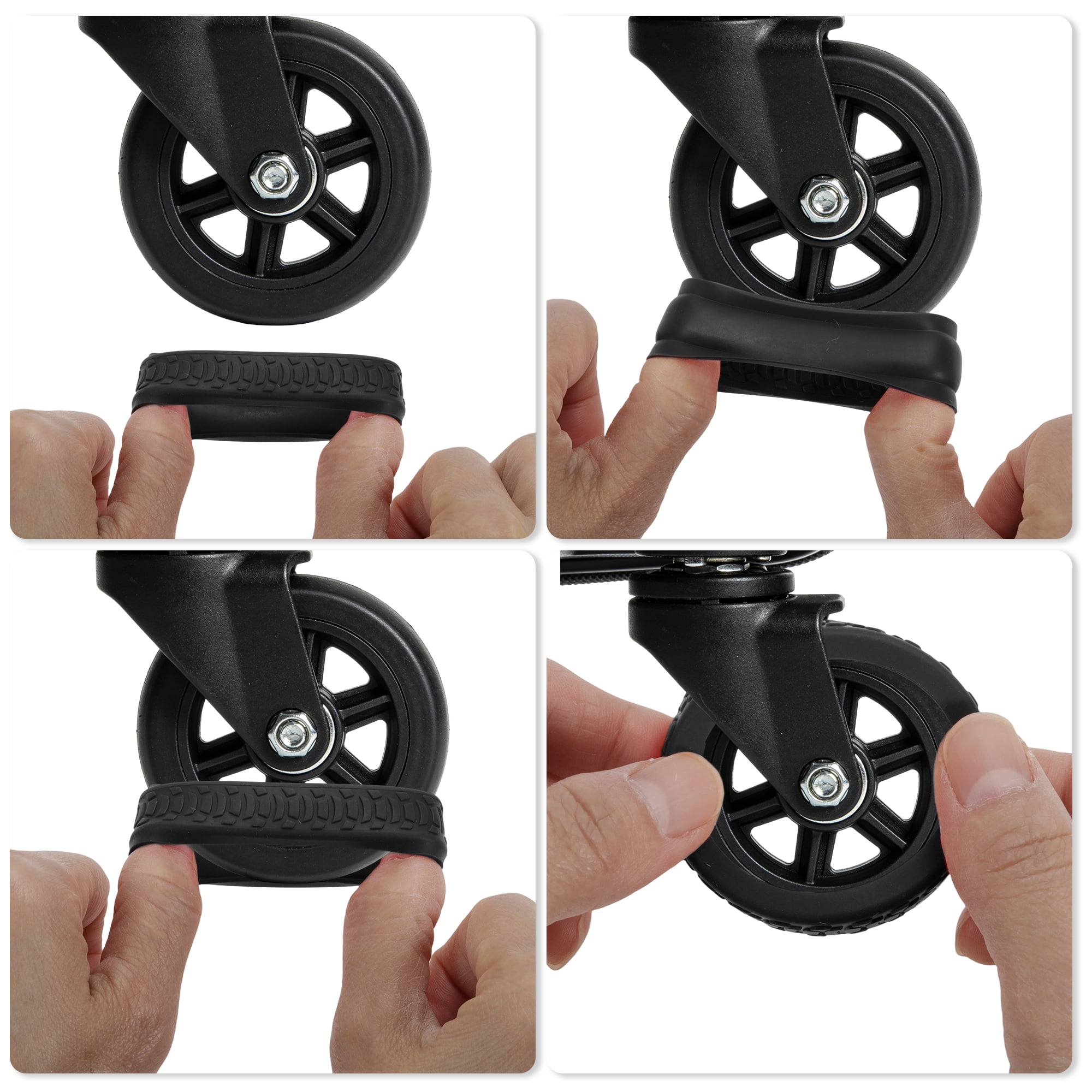 Unique Bargains Durable Convenient Luggage Wheel Covers for Travel 4Pcs Black