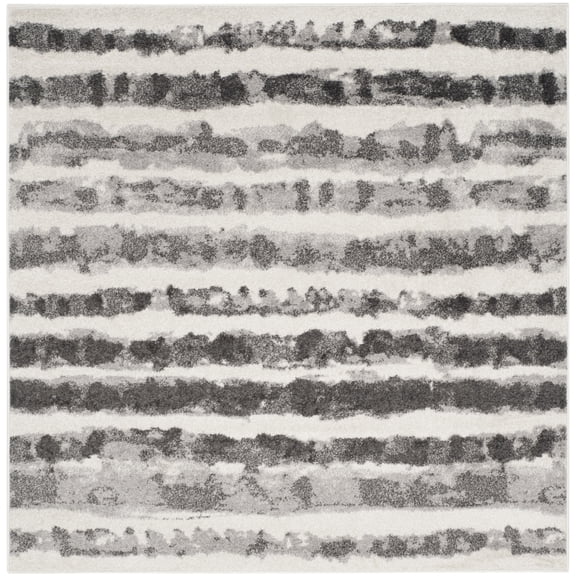SAFAVIEH Adirondack Katina Striped Area Rug, Ivory/Charcoal, 4' x 4' Square