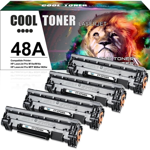 Cool Toner Compatible Toner Replacement for 48A CF248A to Use with LaserJet Pro M15a M15w M16a M16w MFP M28a M28w M29a M29w Printer(Black,4 Pack)