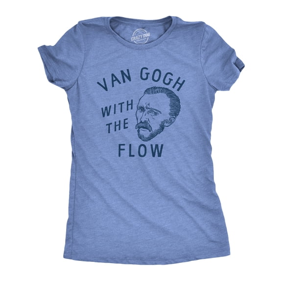 Womens Van Gogh With The Flow T Shirt Funny Painter Vincent Artist Tee for Ladies Womens Graphic Tees
