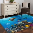 thumbnail image 4 of Summer Marine Life Rectangle&nbsp;Area Rug&nbsp;4x6 ft Modern Turtle Shark Coral Fish Washable Rugs for Living Room, Non Slip Soft Carpet for Bedroom Entryway Dining Room, 4 of 9