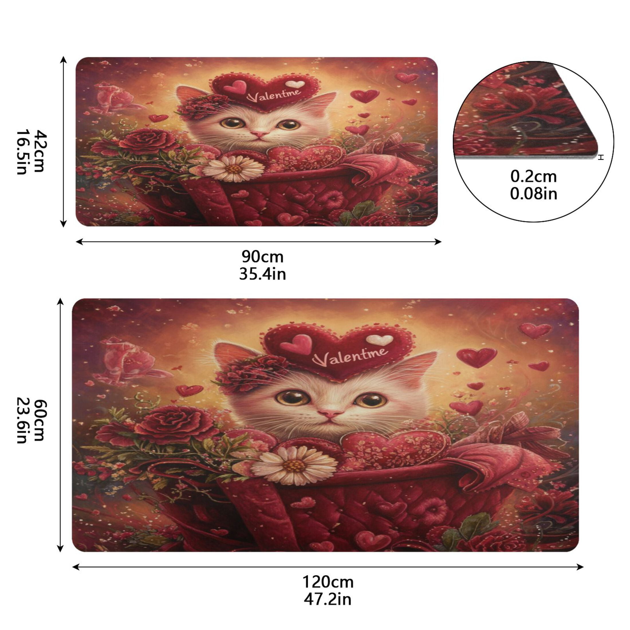 Wobogo Pink Basket Cat Gaming Mouse Pad Non-slip Leather Desk Mat Water Resist Keyboard Pad for Gamer Office 16.5×35.4in