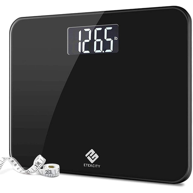 Bascula de Baño Digital Etekcity con Cinta Métrica Pantalla LCD Retroiluminado 440lb Negro Etekcity EY-96466