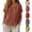 Brick Red, variant on Oversized Tshirts for Women Linen Cotton Blend Button Down Shirt Casual Short Sleeve Neck Blouse Loose Fit Red Summer Tops for Women