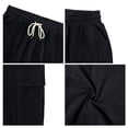 thumbnail image 5 of Fabrcox Linen Shorts Mens Elastic Waist Cargo Short Men Big and Tall Lightweight Vacation Beach Summer Men Bermuda Shorts with Pockets Black L, 5 of 7
