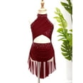thumbnail image 3 of DPOIS Kids Girls Sleeveless Lyrical Dance Dress Ballet Leotards Dress Burgundy 14, 3 of 7