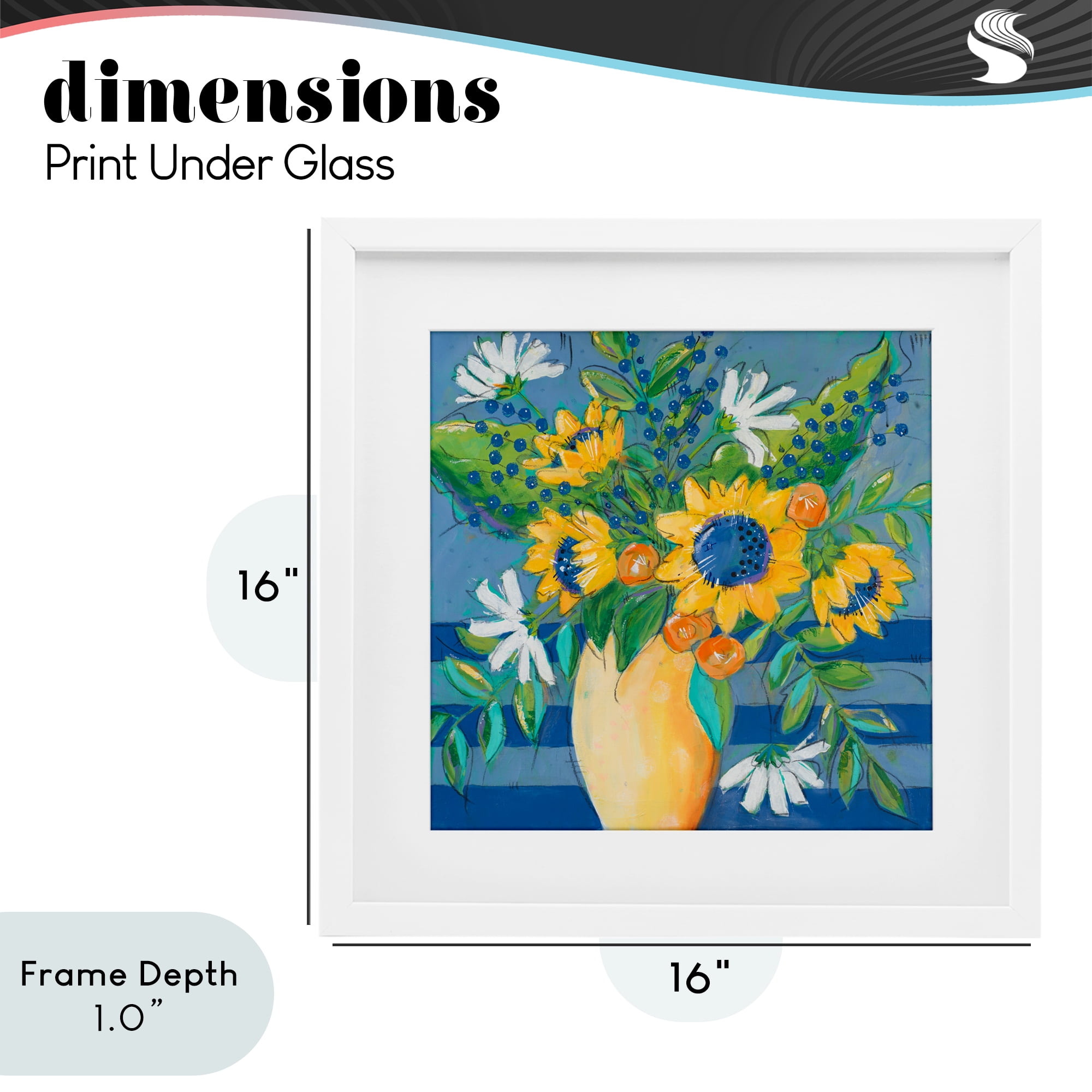 Stupell Industries Floral Bursts Among The Blue White Framed Print Under Glass, design by Krinlox