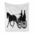 thumbnail image 1 of Western Horse Soft Flannel Fleece Throw Blanket, Silhouette Style Art Illustration of People on Equine Carriage Print, Cozy Plush for Indoor and Outdoor Use, 60" x 80", Charcoal Grey, by Ambesonne, 1 of 5