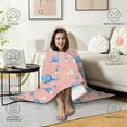 thumbnail image 4 of Wearable Blanket,Pink Cartoon Dinosaurs Eggs Pattern Hooded Wearable Flannel Blanket for Adults & Teens,Winter Poncho Shawl Wrap Cape Cozy Anti-Pill,50"x60", 4 of 5