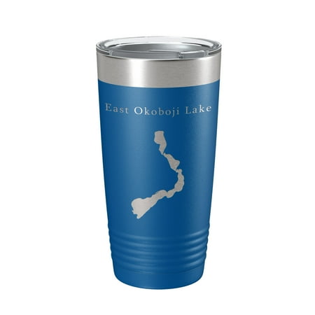 

East Okoboji Lake Map Tumbler Travel Mug Insulated Laser Engraved Coffee Cup Iowa 20 oz Royal Blue