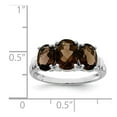 thumbnail image 2 of White Sterling Silver Ring Band Gemstone Smoky Quartz Oval Diamond, 2 of 2