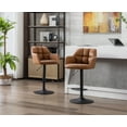 thumbnail image 3 of Guyou Modern Swivel Bar Stool Set of 2, PU Upholstered Adjustable Island Stool Counter Height Stool with Backrest and Metal Base for Kitchen Island Restaurant Bar, Brown, 3 of 15